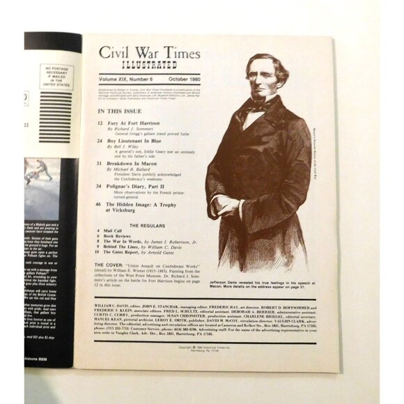 Civil War Times Illustrated Magazine October 1980 Fort  Harrison Vicksburg Macon - Picture 3 of 3